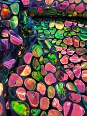 Multicolor Iridescent Sequins On Stretch Black Velvet Fabric Sold By The Yard