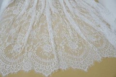 Off white eyelash lace fabric chantilly scalloped fabric soft french lace fabric