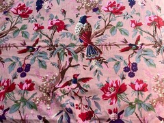 Pink Bird Print Indian Cotton Fabric Dressmaking Sewing Running Fabric 10 Yards