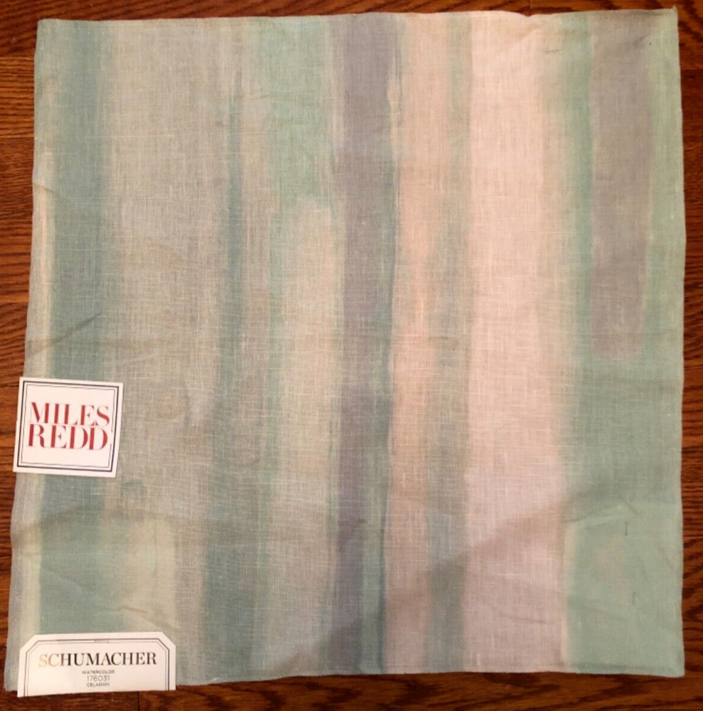 Miles Redd SCHUMACHER Watercolor in Celadon 17 1/2 x 17 3/4″ Linen Fabric Sample