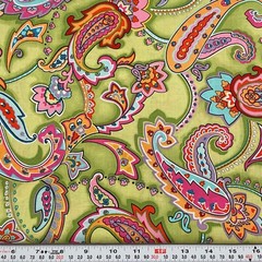 Floral Paisley Fabric Traditions 2006 Green Cotton Fabric Remnant 13″ x 43″