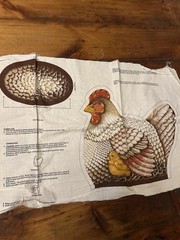 VINTAGE VIP CRANSTON PRINT WORKS CUT & SEW PREPRINTED HEN & CHICKS PANEL – BROWN