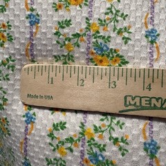 Vintage Fabric Sewing Craft Knit Small Flowers White Yellow Green 2.33 Yards
