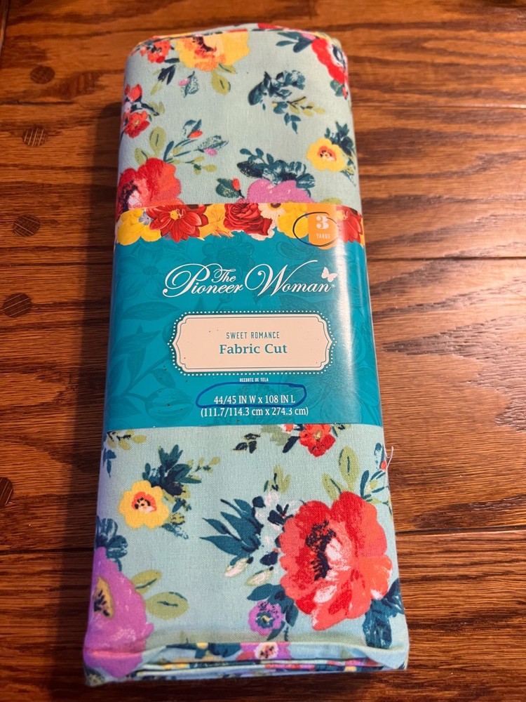 NEW Pioneer Woman “Sweet Romance” 100% Cotton Fabric 44″ x 3 yards TEAL Floral