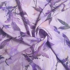 1 yard X 1.4meter Lavender Floral Rayon Material Soft Viscose Dress Shirt Fabric