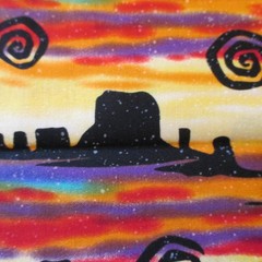 Cotton Fabric Southwestern Colorful Kokopelli Desert Coyotes Sky 1yd 29″ x 44