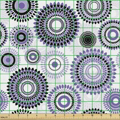 Ambesonne Purple And Black Fabric By Yard, Scattered Round Big And Small