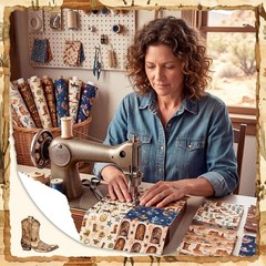 20 Precut 10”x10” Western Cowboy Fabric Squares – Ideal for Quilting Projects