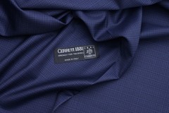Lanificio Cerruti 130’s prestige wool suiting fabric micro check blue 4.2 meters