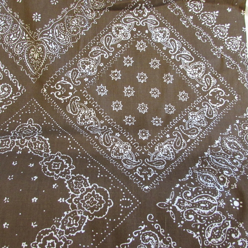 Vtg Cotton Fabric Christopher Prints Cumberland Brown Bandana BTYx 50