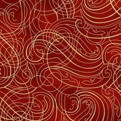 Christmas Wish By Hoffman Fabrics – Scarlet/Gold Swirls #Y7824-78G