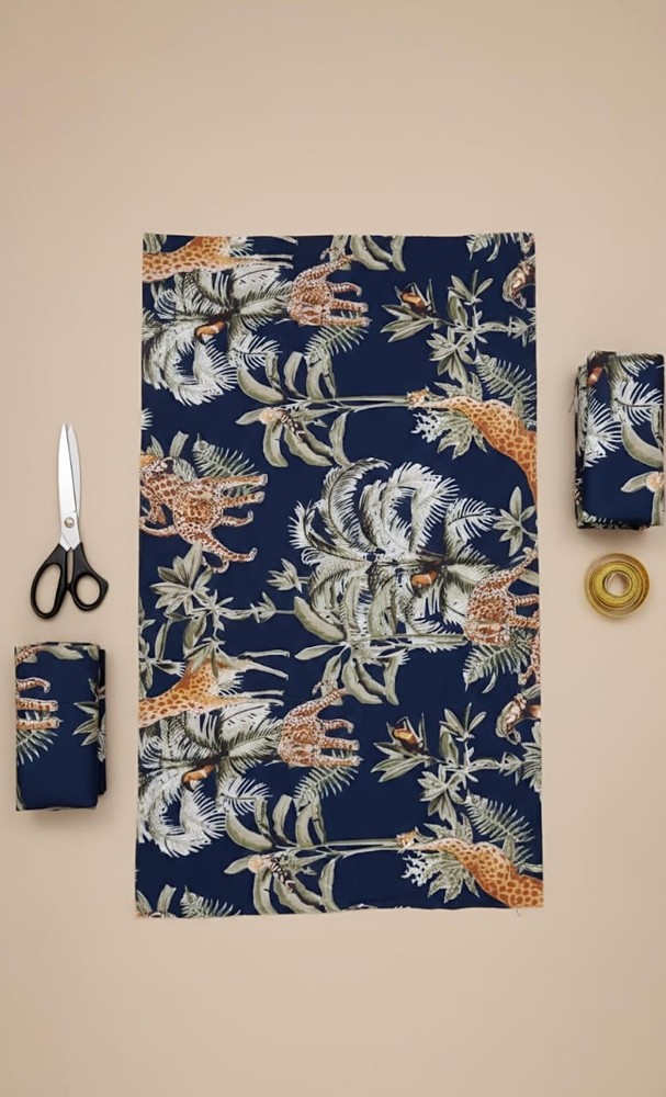 Breathable Cotton Jungle Print Fabric, Ideal for Summer Clothing and Dress
