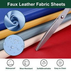 Faux Leather Sheets 12×53 Inch Solid PU Leather Fabric Blue Violet/White