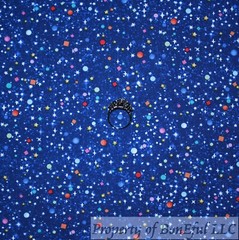 BonEful Fabric FQ Cotton Quilt Black Sky Star Planet Space Ship Shuttle Galaxy S
