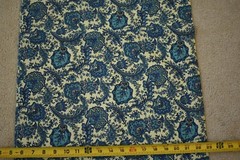 32″ Long x 35″ Wide, Vintage 1940’s-60’s, Blue Floral on Cream Cotton, P2617A
