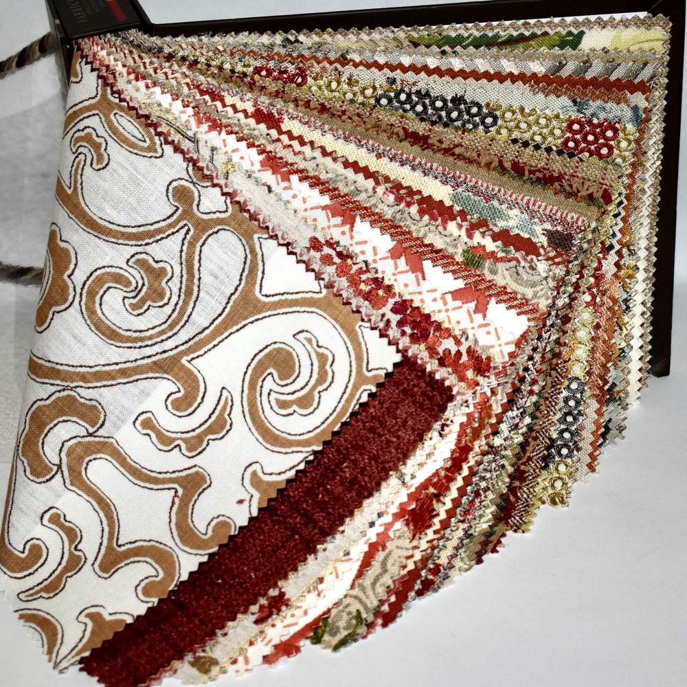 Big FABRIC SAMPLE BOOK Red Spice SEDONA Autumn 45pcs LOT Print Embroidery Woven