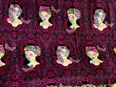 1 Yard Tula Pink De La Luna Magenta ZOMBIE CAMEO Lady Cotton Quilt Fabric OOP