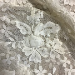 2 Pieces Fabric Lace 59 Inches Wide 190 Inches Long Cream Colored Wedding Party