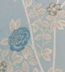 SCALAMANDRE CURTAIN FABRIC “Jardin De Chine 6.4 METRES CIEL 100% COTTON