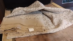 3+ sq. yds. Embroidered Linen Fabric, 84″ long x 56″ wide, Foliage, Taupe/Brown