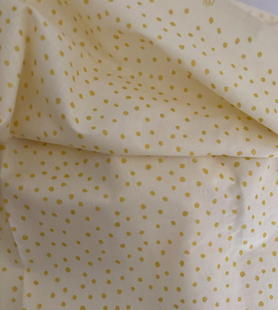 1.3Yd 45X47″ Vtg Yellow Sparkle Mini POLKA DOT Cotton Quilt Fabric Touch Glitter