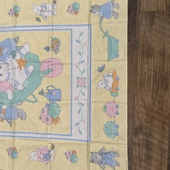100% cotton crib size Fabric Panel, Kittens, Bunnies pastel colors 36″ w x 45″