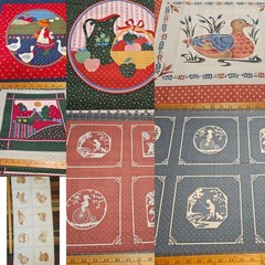 AVAILABLE VTG PILLOW PANEL FABRIC LOT DUCK GOOSE FARMHOUSE COTTAGE GRANDMA CORE