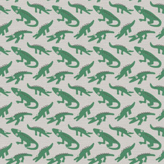 Alligators on Gray – Animal Kingdom – Paintbrush Studio 100% Cotton Fabric
