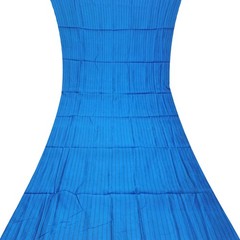 Vintage Blue 100% Pure Silk Handloom Sari Remnant 4YD Craft Fabric Silk Scrap