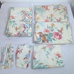 Vtg 90s Jean B 5th Avenue Floral Bird Fabric Lot SCRAP Remnant inches to yards