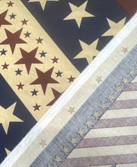 Patriotic United We Stand Red Tan Eagle Stars Stripes Fabric Panel 42″x23″ #69