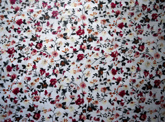 1/4 yard 100% cotton fabric Tiny Red Pink Yellow Flowers Green Leaves on White