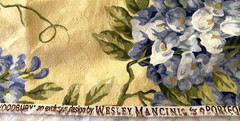 Fabric, Blue Floral, “Woodbury” Wesley Mancinio, Teflon, 1.8333 Yards