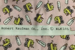 Robert Kaufman Fabric #LK105 – Baby Strollers & Bottles on Pink – 2 Yards