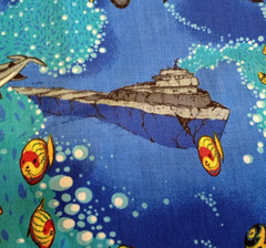 Springs Industries VTG Vivid Underwater Shark Themed Fabric 100% Cotton BTHY