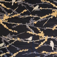 Joel Dewberry Westminster Fibers Sparrows Black yellow Cotton Fabric 3/4 yard