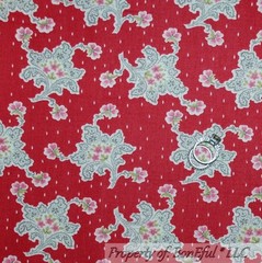 BonEful FABRIC FQ Cotton Quilt Pink White Red Gray Flower Garden Bohemian Print