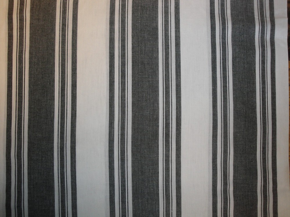 Dunroven House Farmhouse Awning Stripe Black White Woven Cotton Homespun Fabric