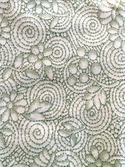 COTTON FABRIC GREEN SWIRLS & FLOWERS 36″ X 54″ NEW FAB 48