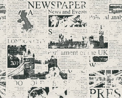 Newspaper 100% Cotton 150cm Wide Digitally Printed Fabric for Crafting
