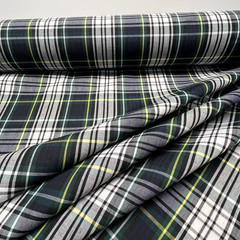 Green White Plaid Poplin P/C Uniform 5.5oz Fabric 61″ W Lot of 2 Yards for $10