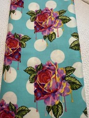 1/2 YARD Aqua PAINTED ROSES Curiouser Floral Multi Cotton Quilt Fabric Tula Pink