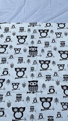 Hooty owl Animal Print Fabric Black White Pattern USA
