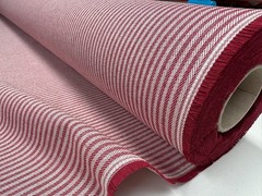 Herringbone Ticking Stripe Fabric Linen Look Cushion – 140cm Wide – Burgundy Red