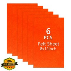 JOSNAAN 8×12 Orange Felt Fabric Sheets – 6PCS Felt Squares -1 Colors Soft Fel…
