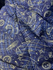 2001 Celestial Planets Fabric Traditions Sun moon stars Blue Cotton 2 Yards