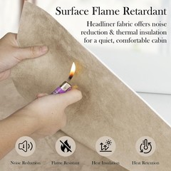 Beige Suede Headliner Fabric for Car Roof 96″x60″, 1/8″ Foam Backed Suede Mat…