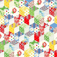 Windham Fabrics Sugar Cube Tumbling Blocks Sugar Cube Multi 36 X 44 Inches