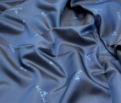 Blue Geometric Fabric Wool Silk Fabric Diamond Chip By Scabal Suiting 3.50m