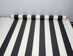 OUTDURA CABANA STRIPE BLACK NATURAL WHITE OUTDOOR MULTIUSE FABRIC BY YARD 54″W